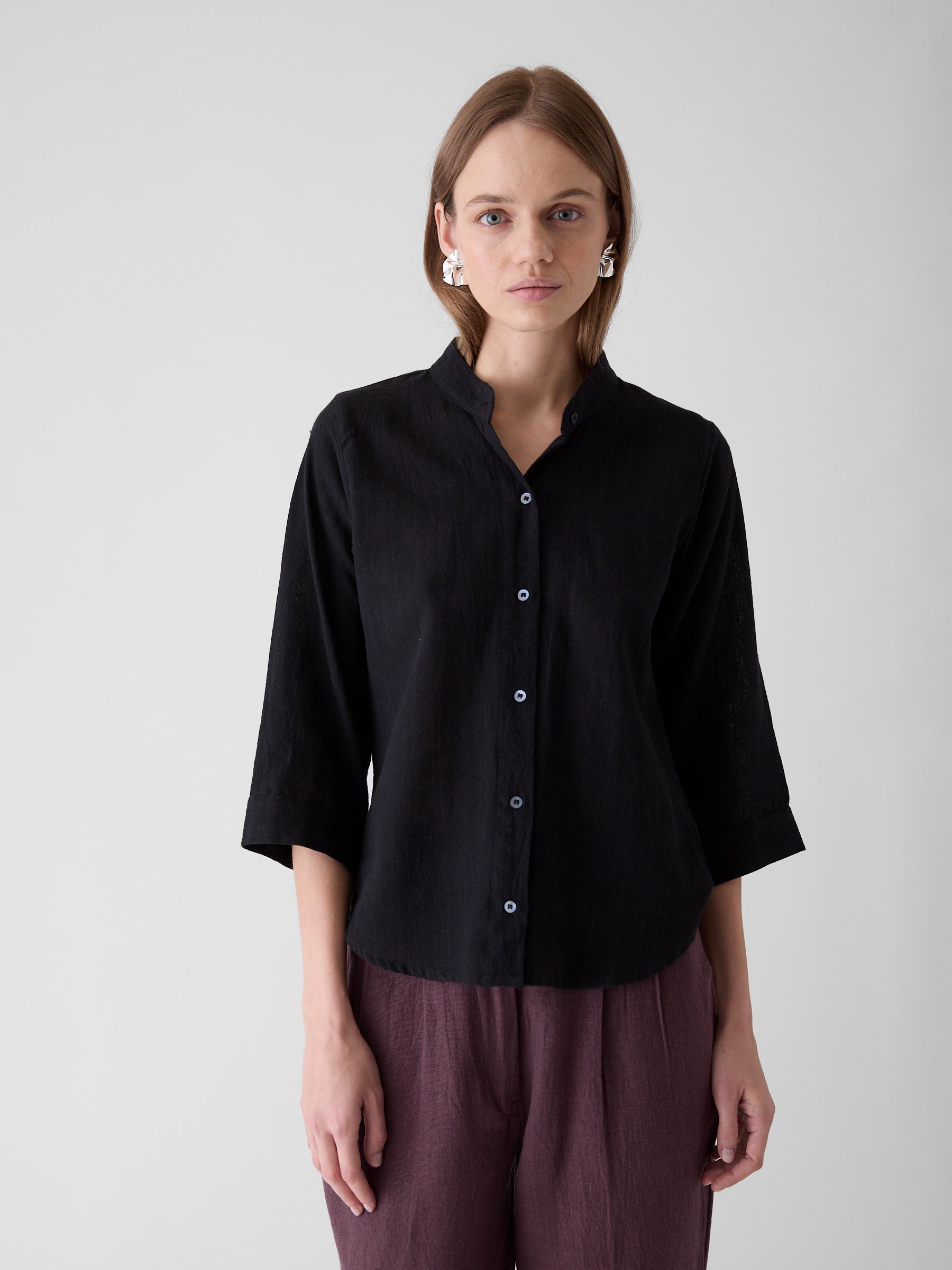 Women's Loose Sleeve Shirt- Black