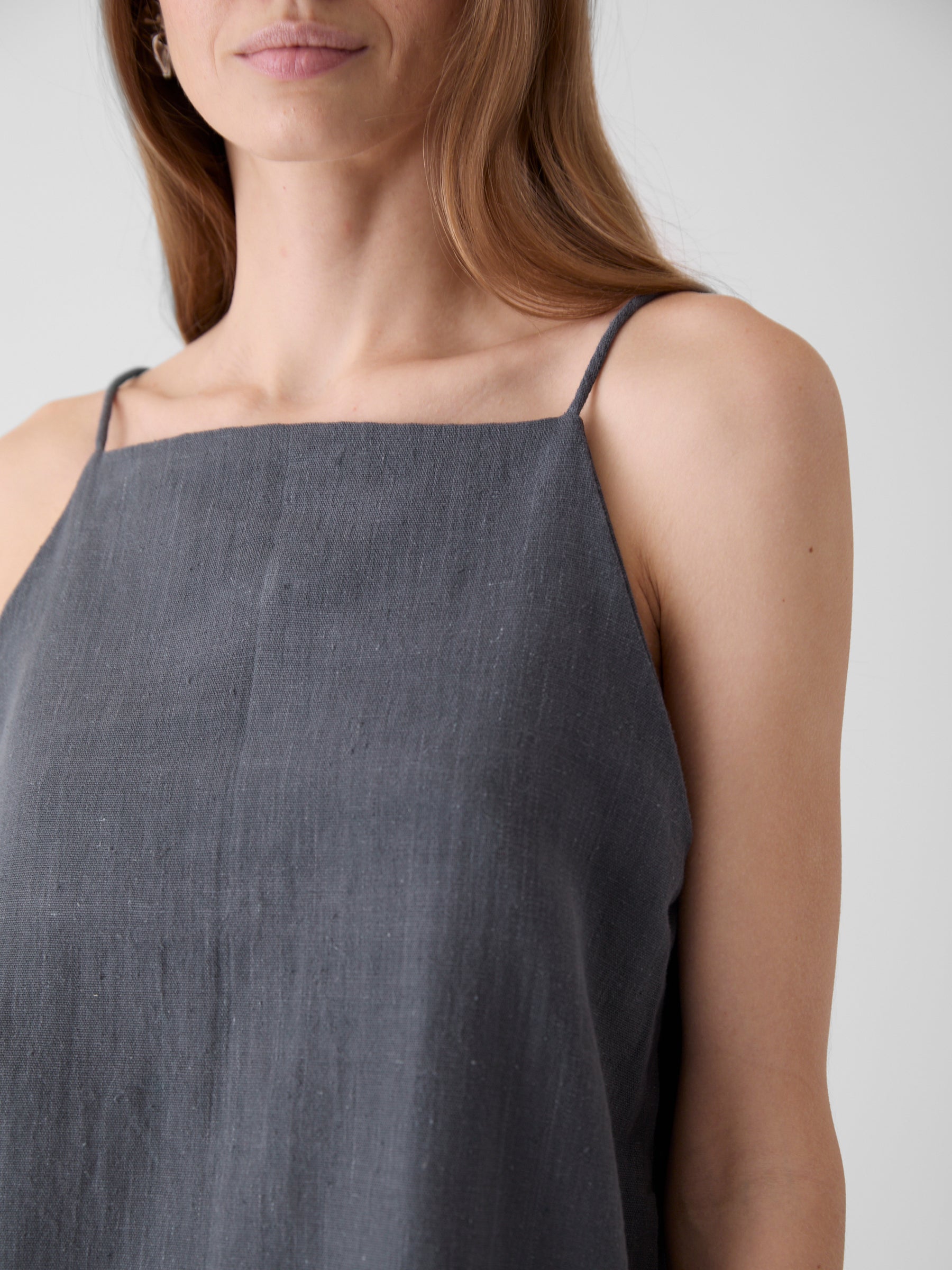 Women's High Neck Spaghetti Top- Graphite Gray