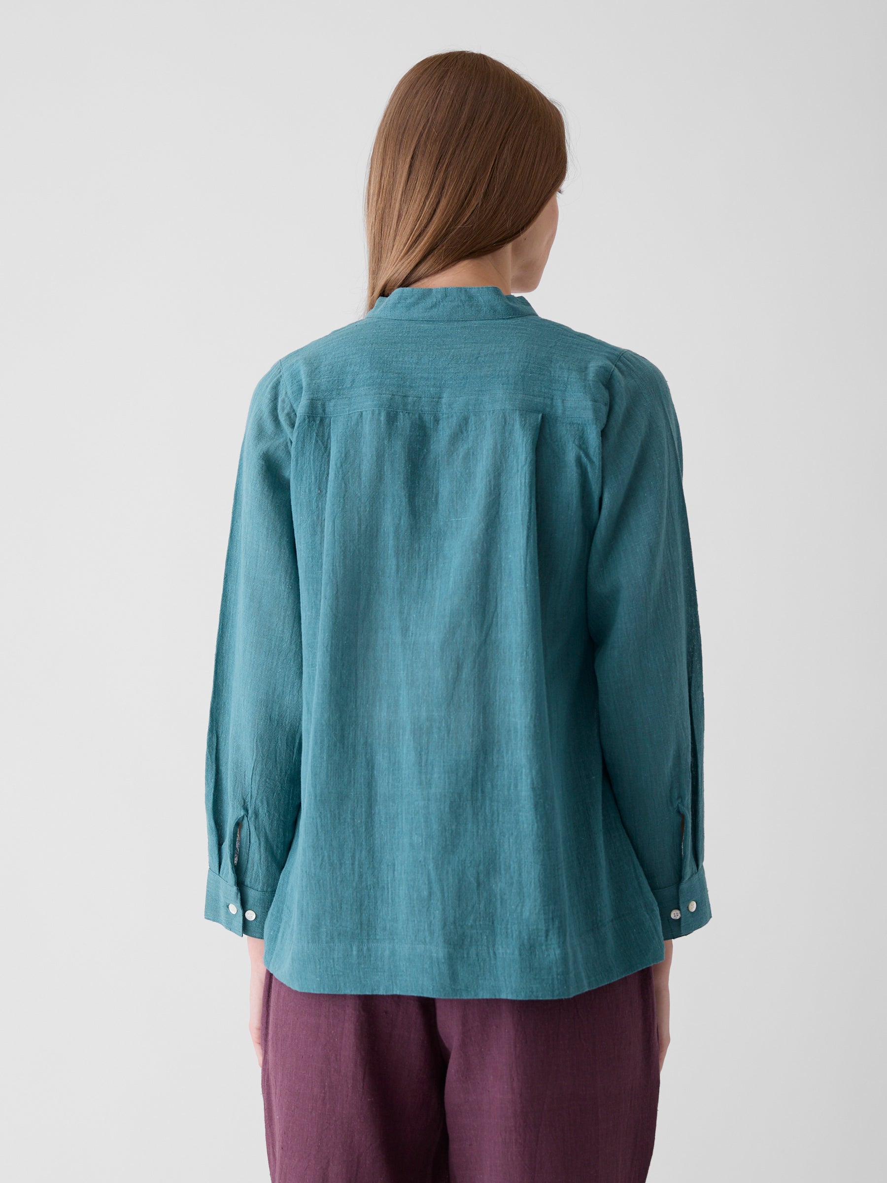 Women's Round Neck Shirt- Dark Cyan Blue
