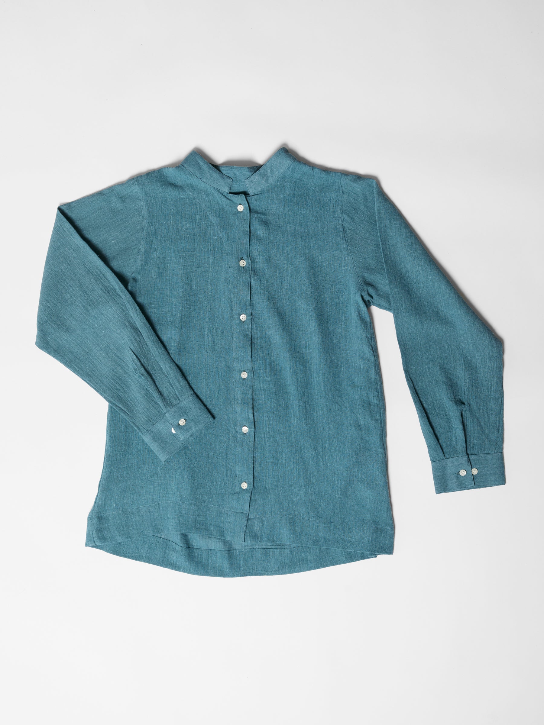 Women's Round Neck Shirt- Dark Cyan Blue
