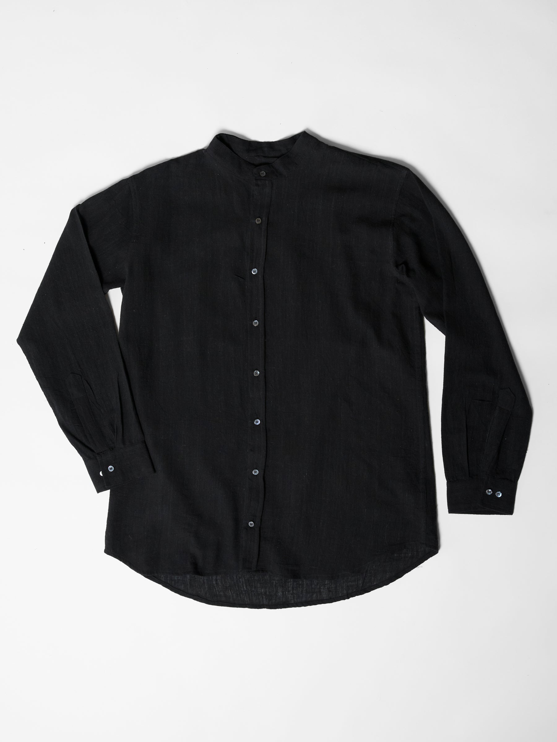 Men's Mandarin Collar Shirt- Black