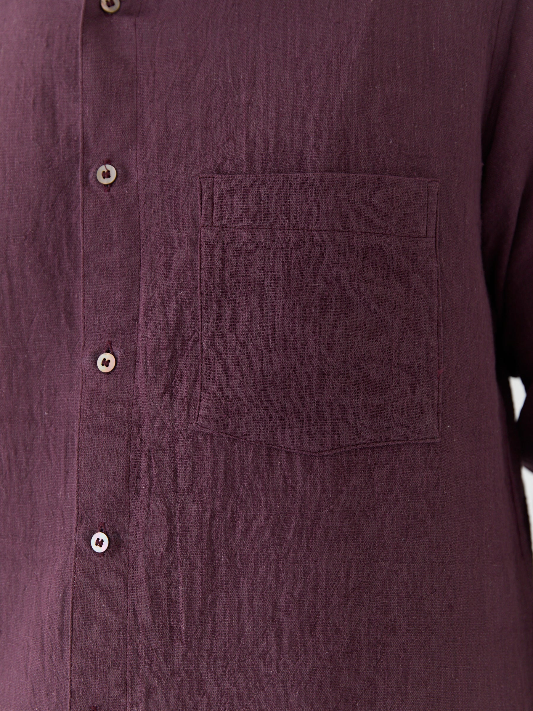 Men's Pocket Collar Shirt- Aubergine Purple