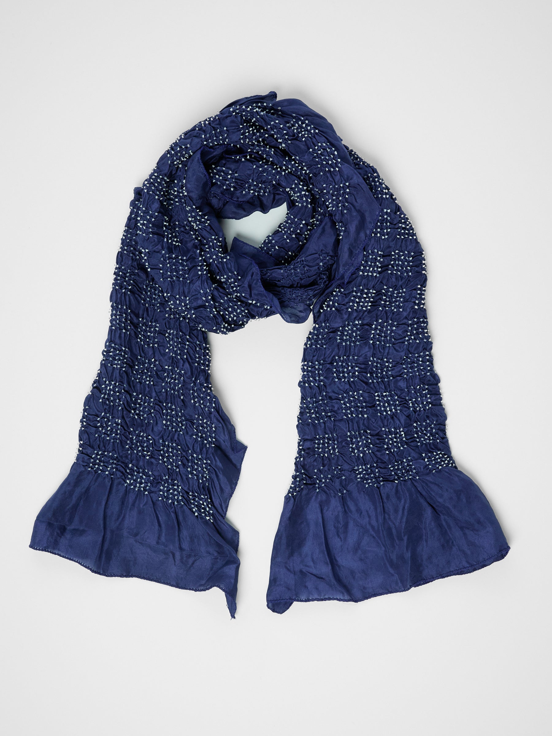 Tie-Dye Silk Scarf- Deep Indigo