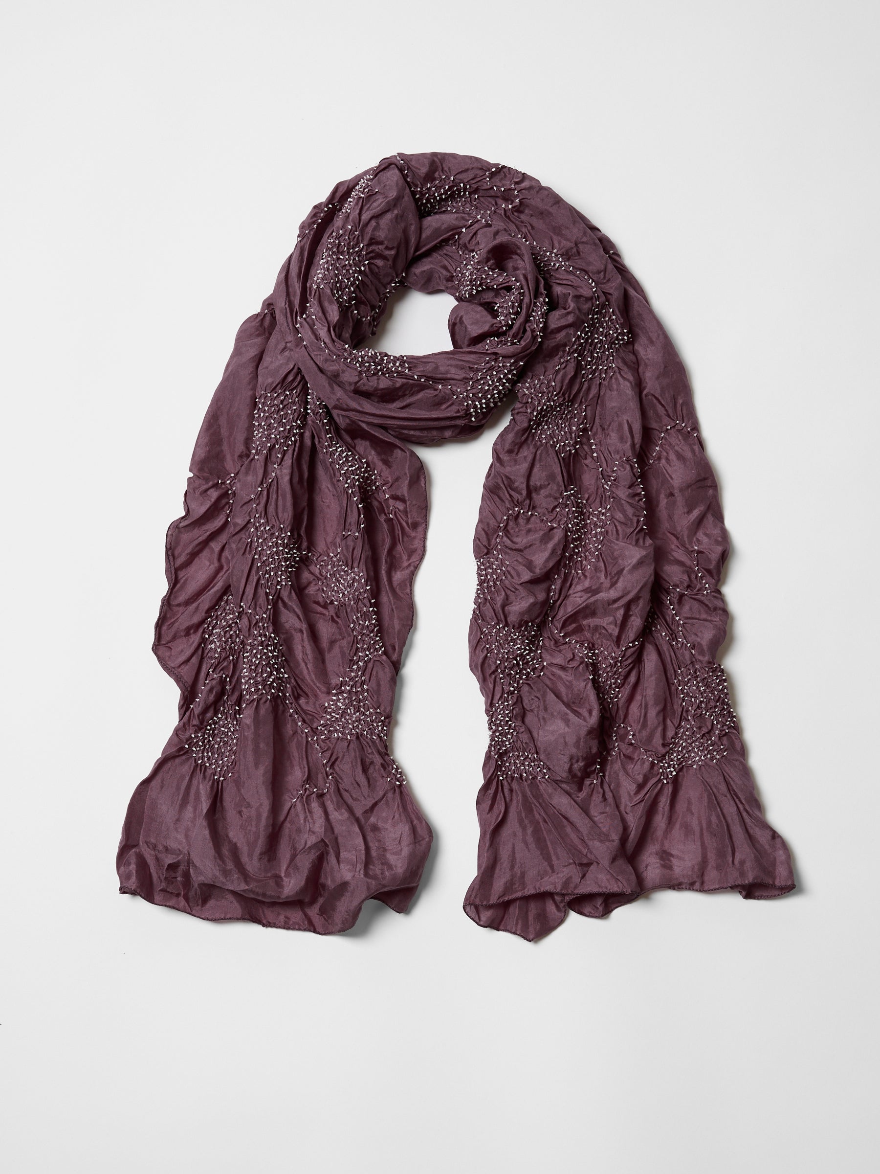 Tie-Dye Silk Scarf- Mulberry Wine