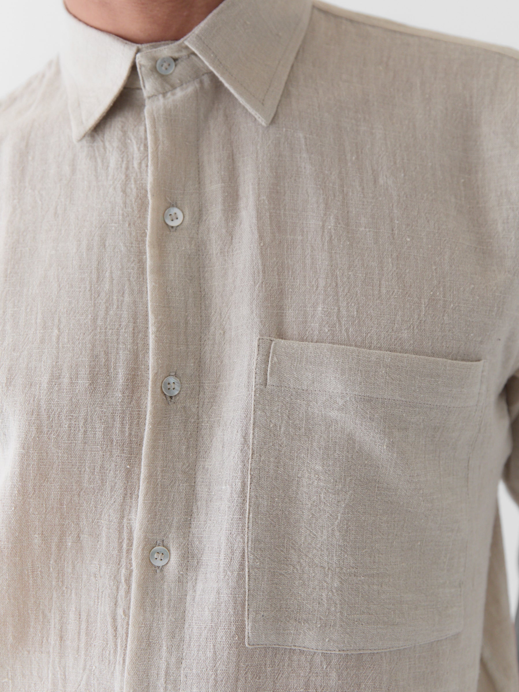 Men's Half Sleeve Shirt- Natural Undyed
