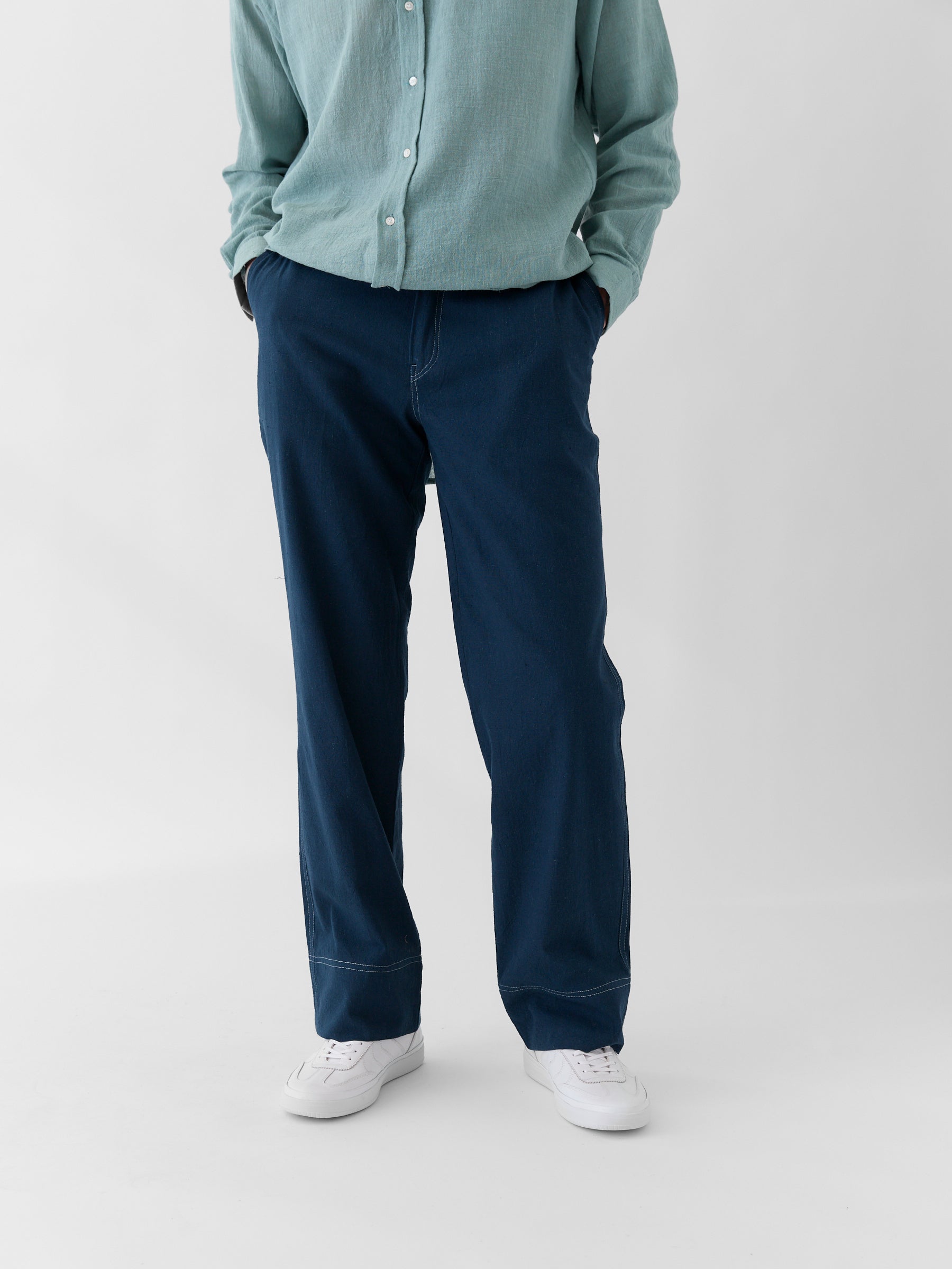 Men's Straight Fit Pants- Navy Blue