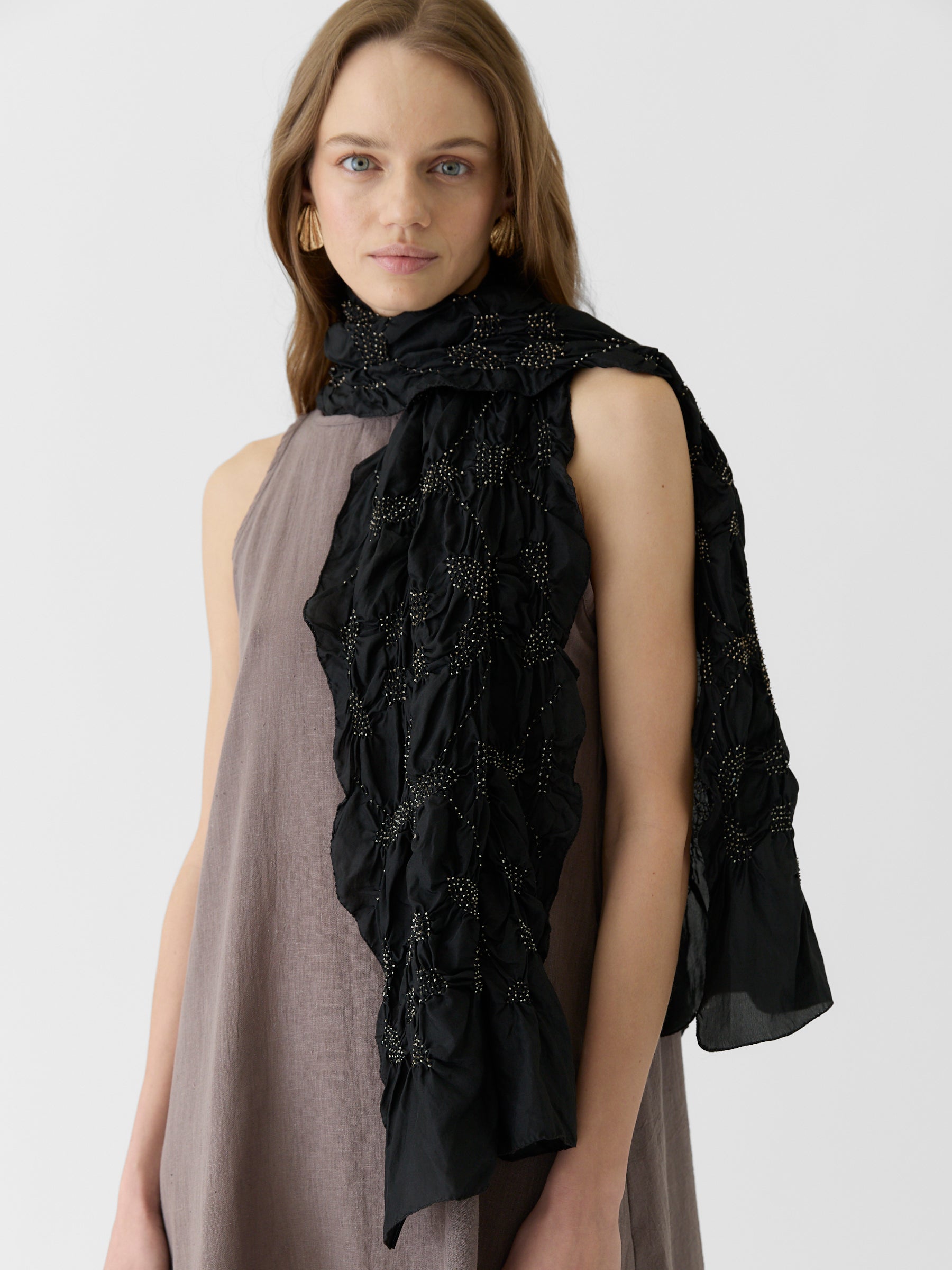 Tie-Dye Silk Scarf- Midnight Black