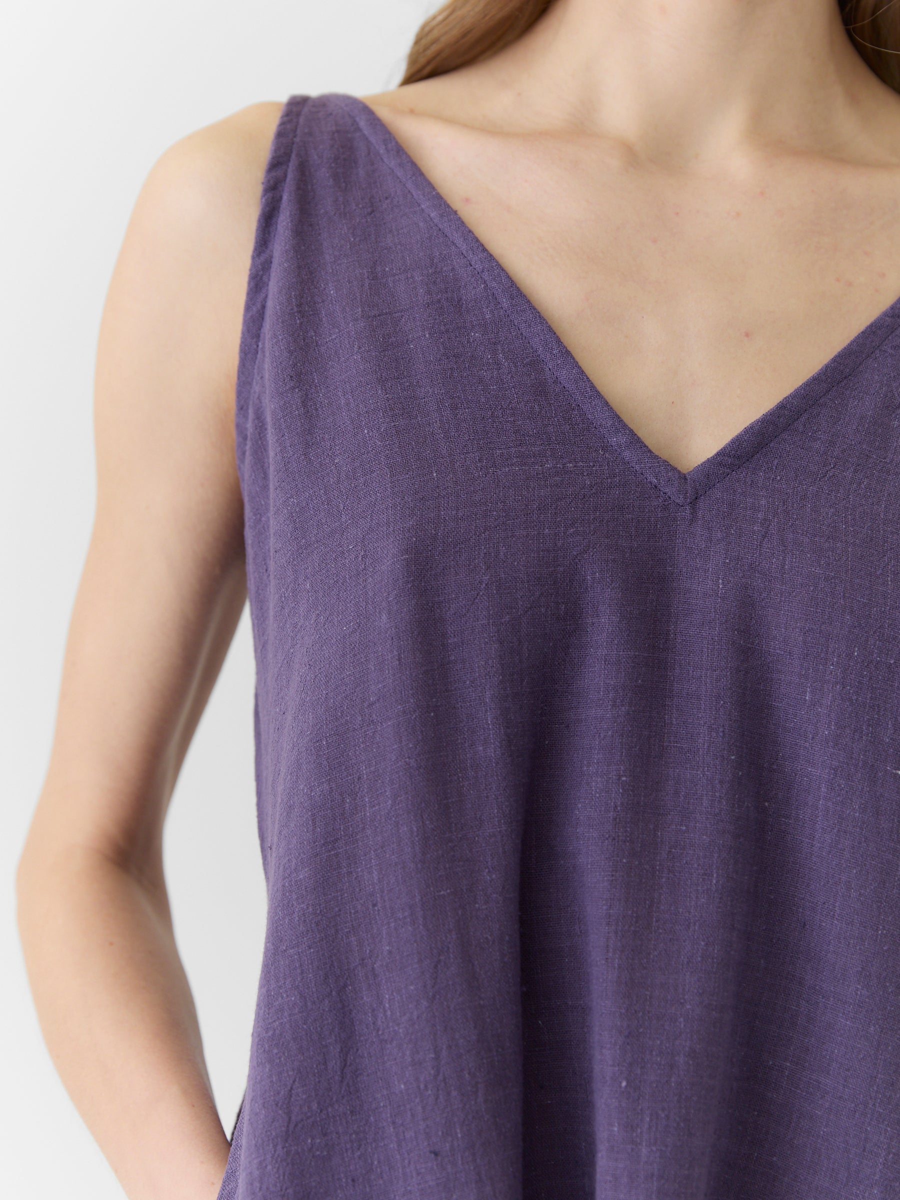 Women's V-Neck Midi Dress- Plum Purple