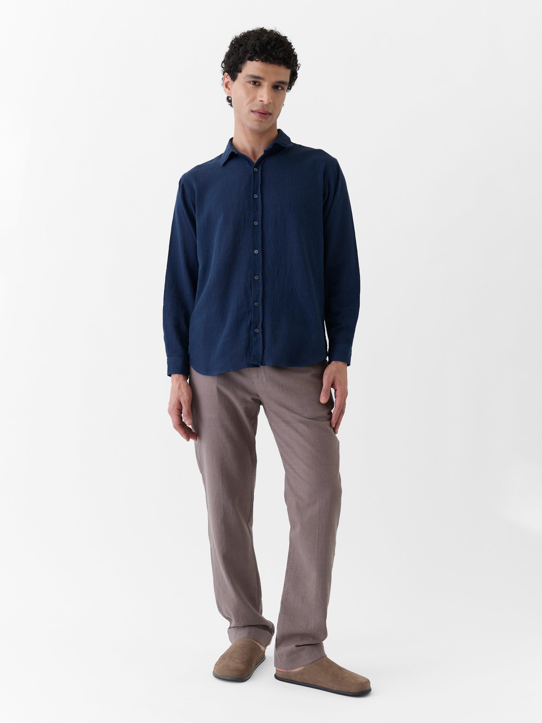 Men's Regular Collar Shirt- Navy Blue