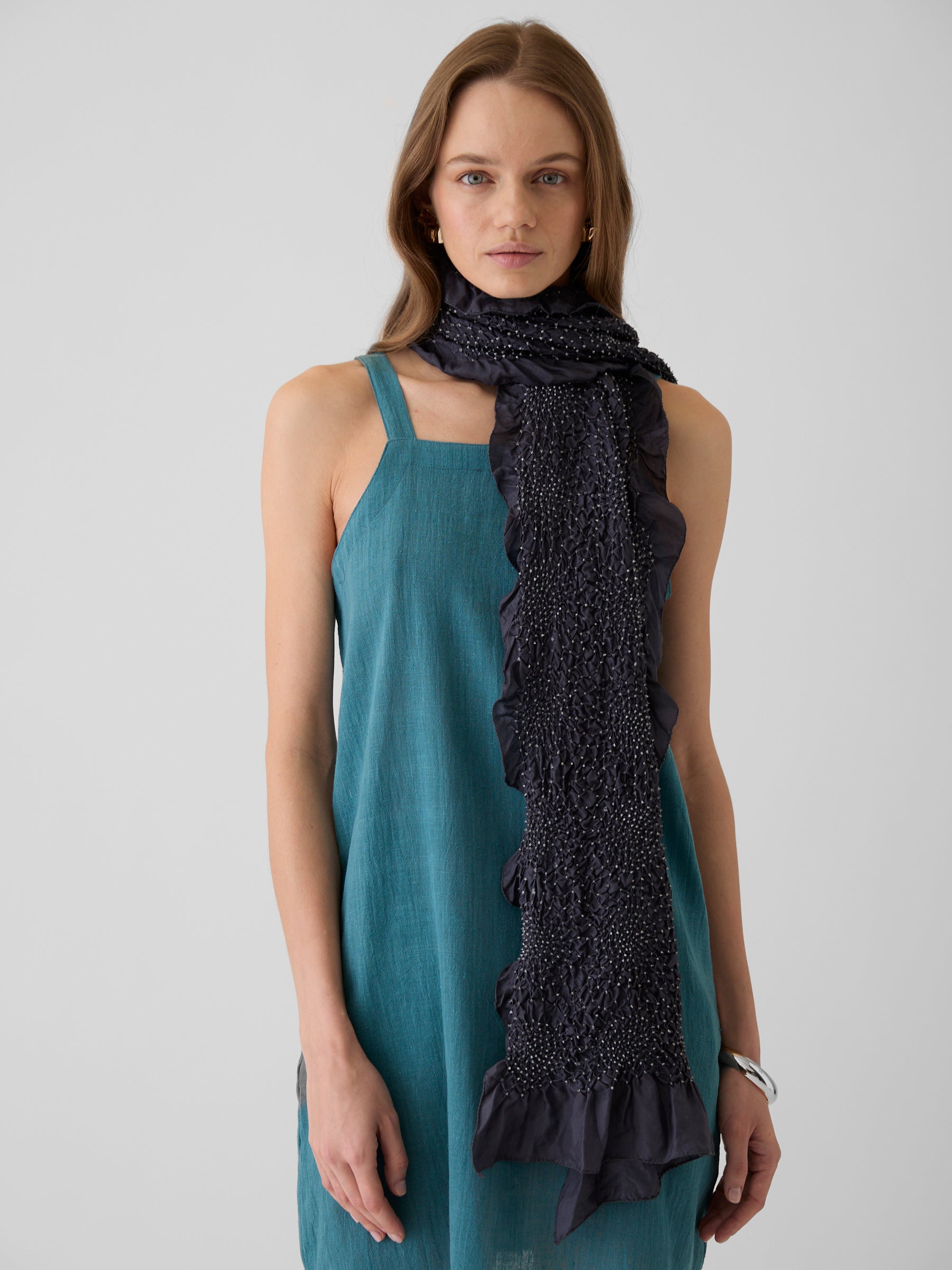 Tie-Dye Silk Scarf- Ocean Night