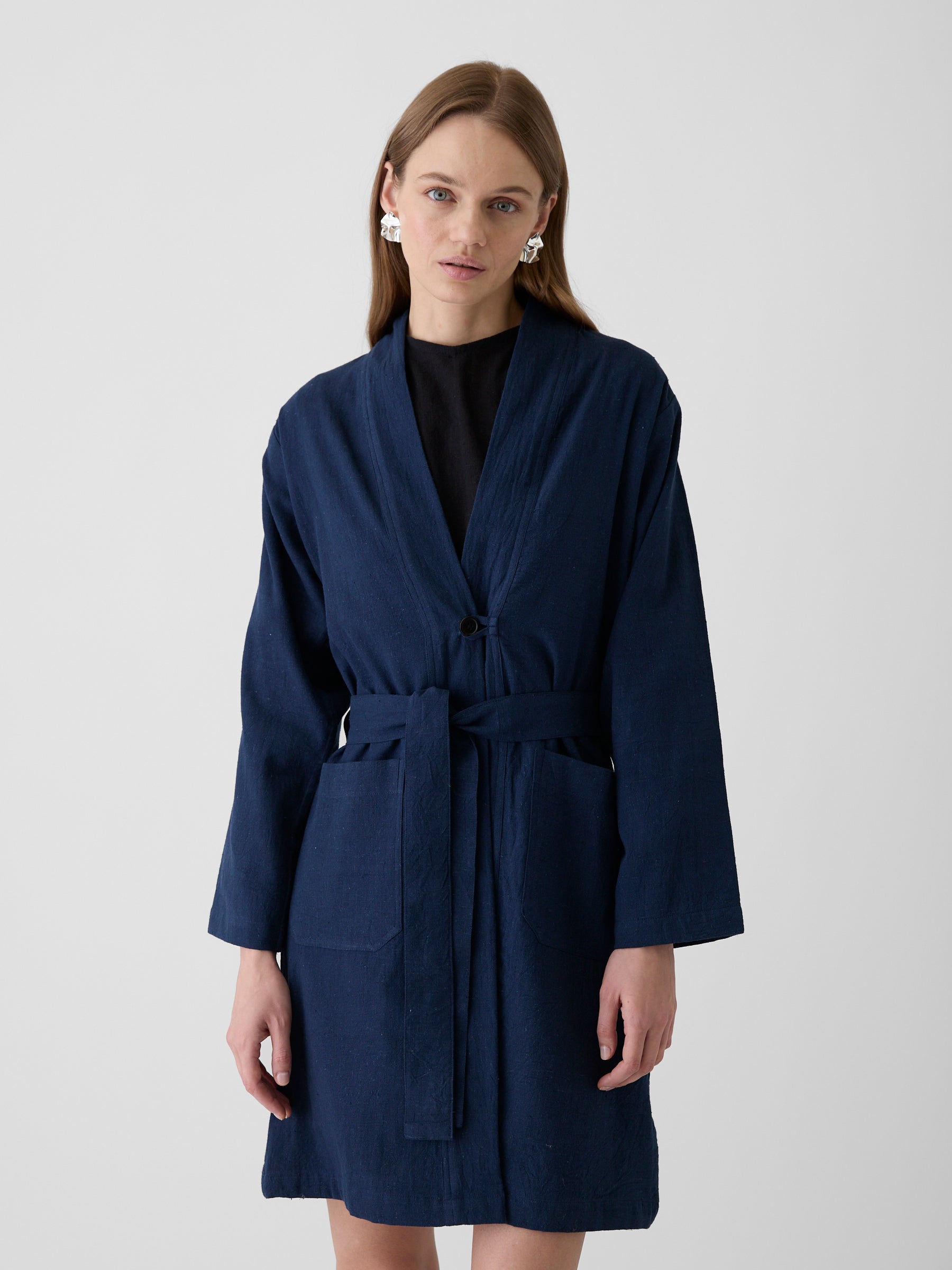 Women's Long Jacket- Navy Blue