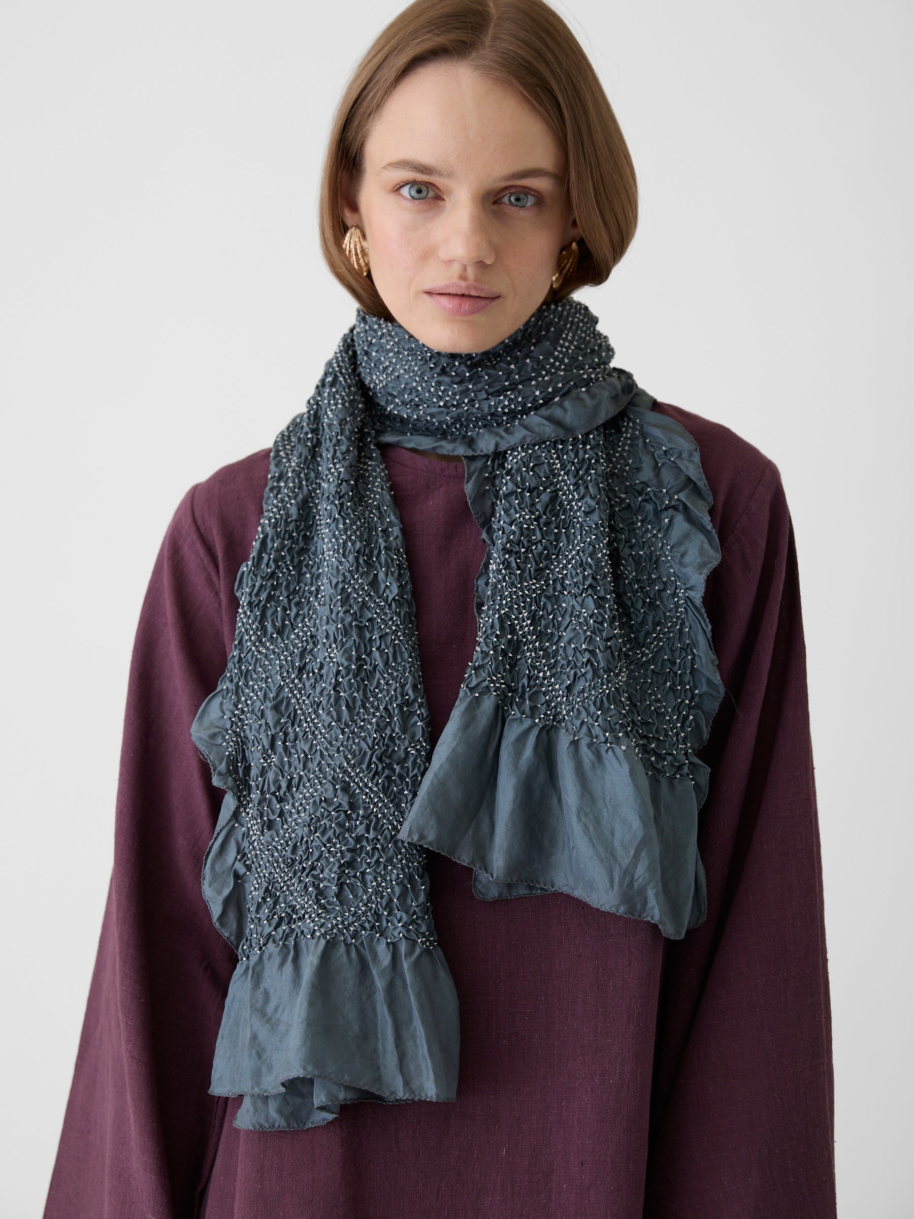 Tie-Dye Silk Scarf- Forest Green