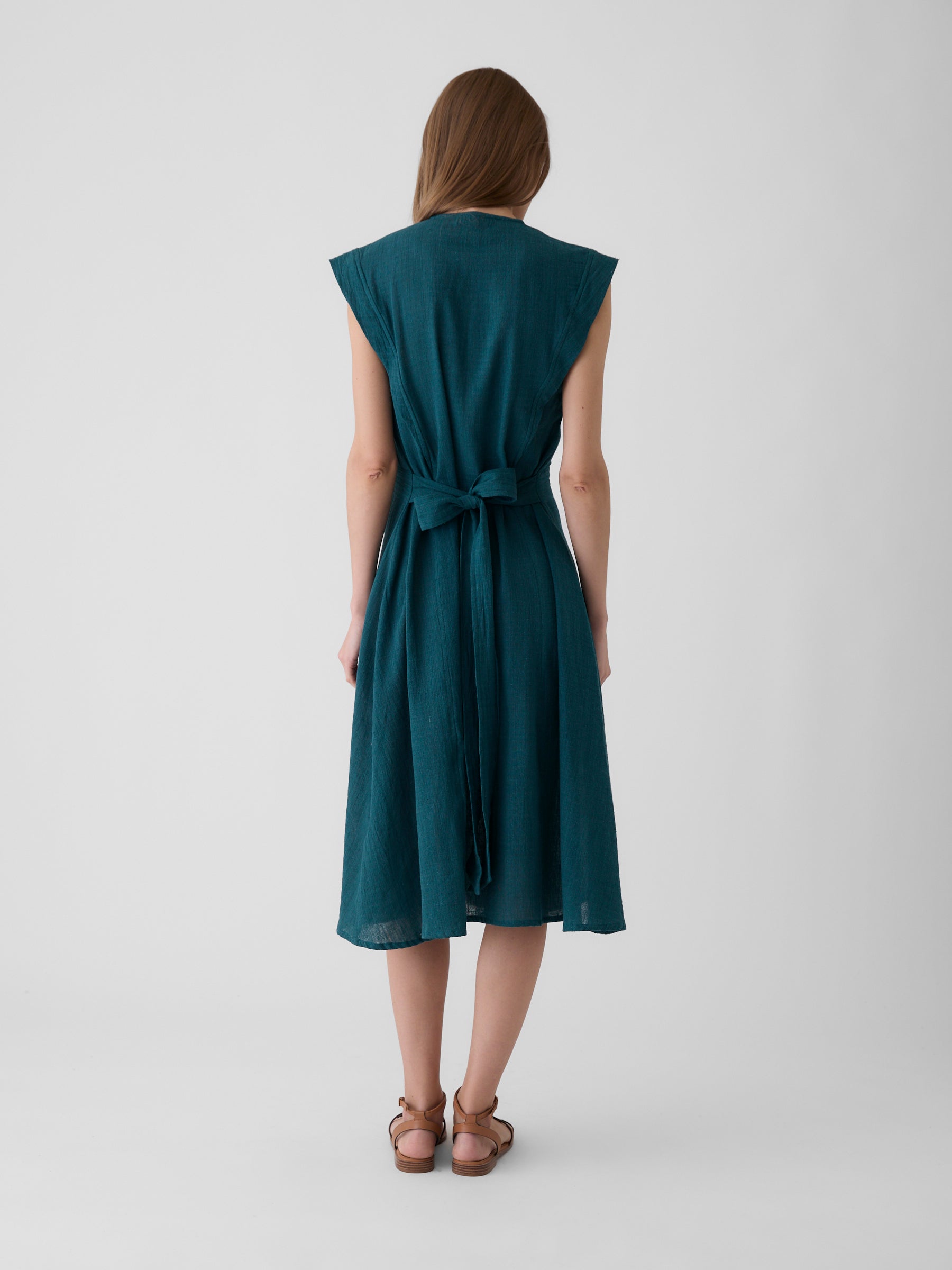 Women's Slit Dress- Teal Green