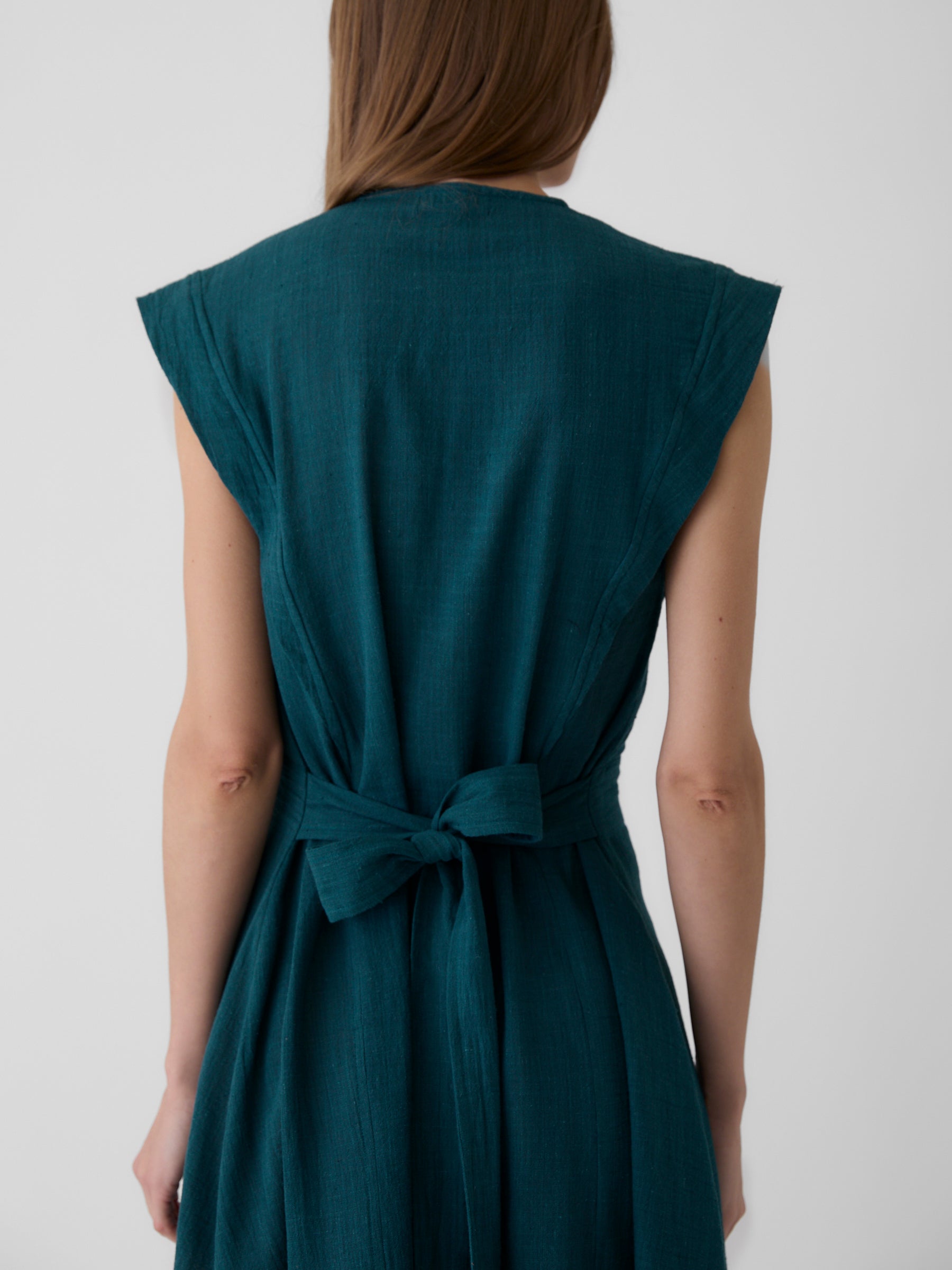 Women's Slit Dress- Teal Green