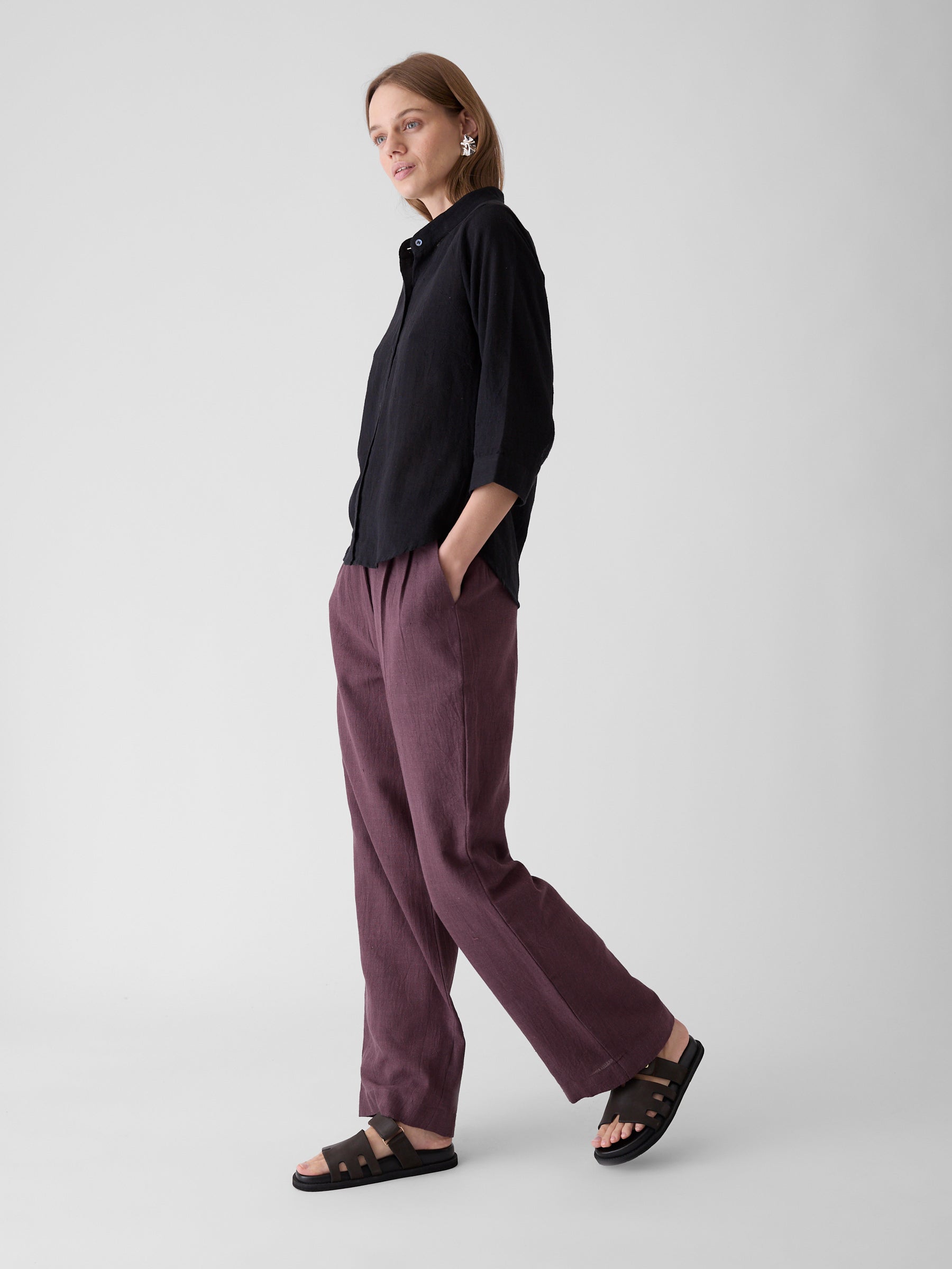 Women's Wide-Leg Pant- Aubergine Purple