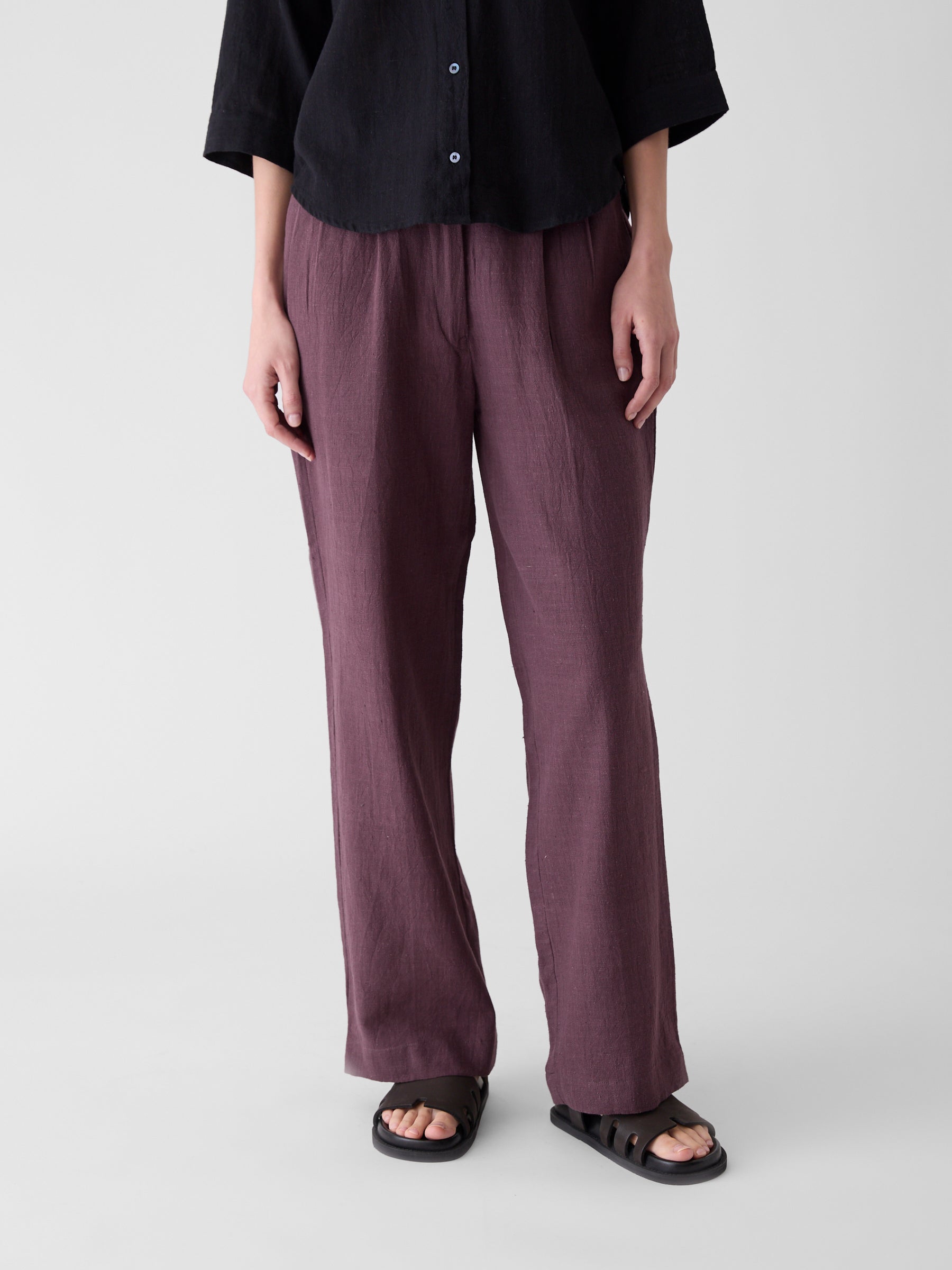 Women's Wide-Leg Pant- Aubergine Purple