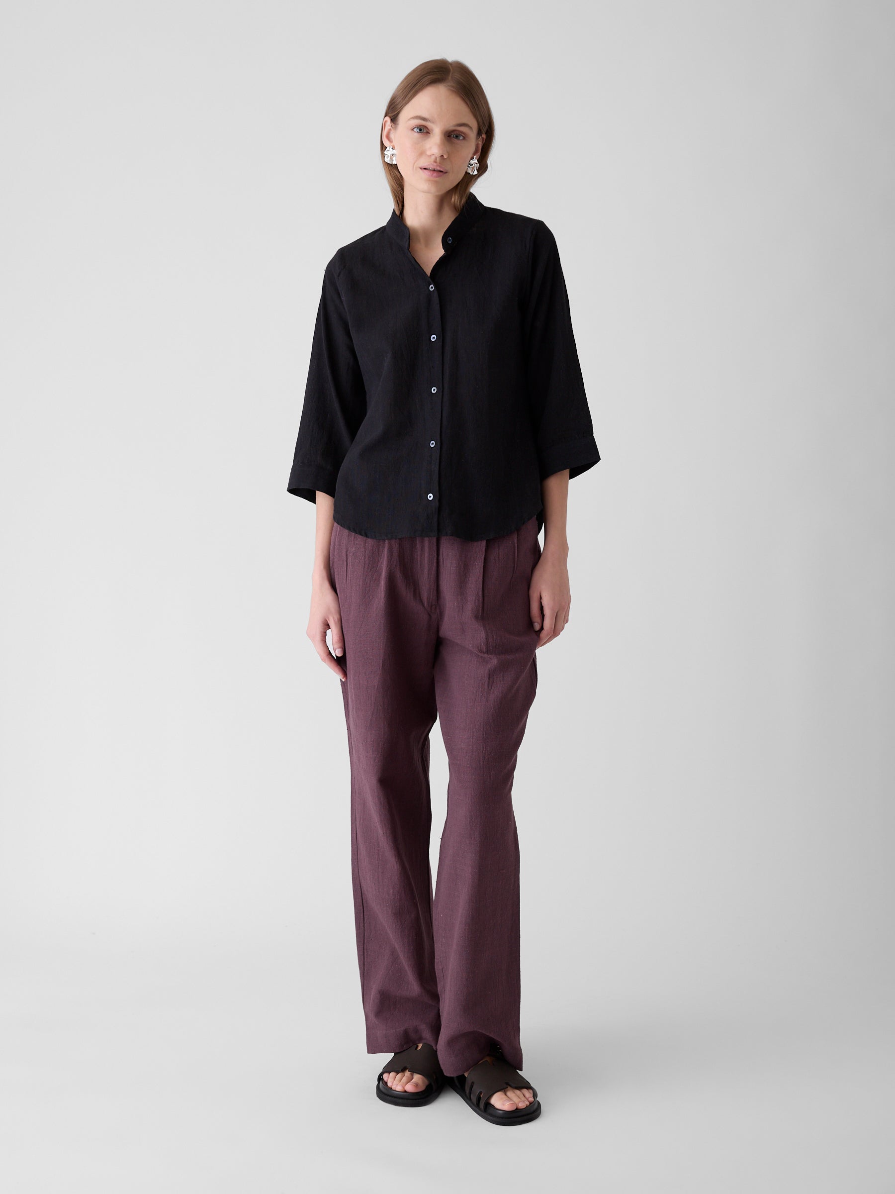 Women's Loose Sleeve Shirt- Black