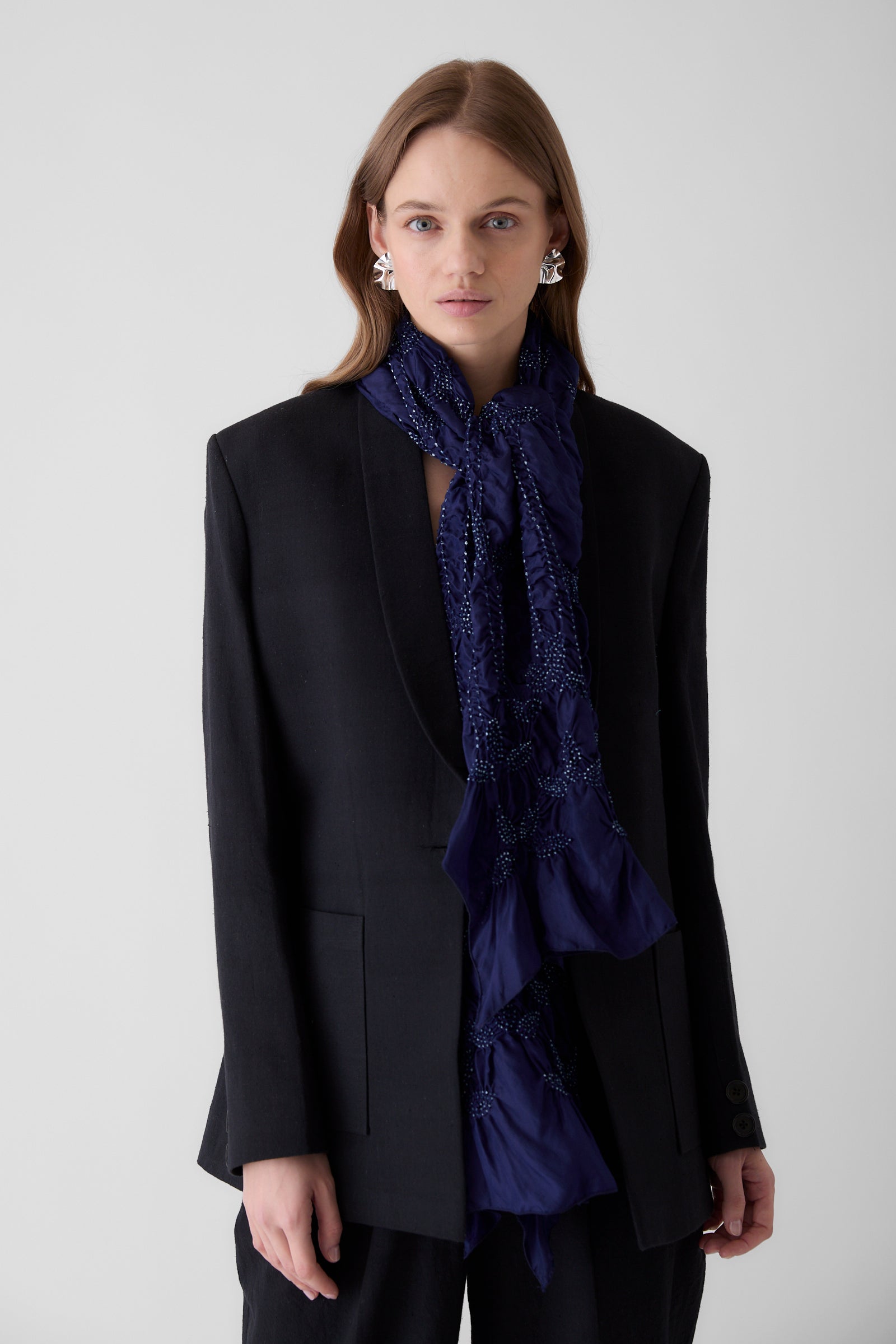Tie-Dye Silk Scarf- Ink Blue