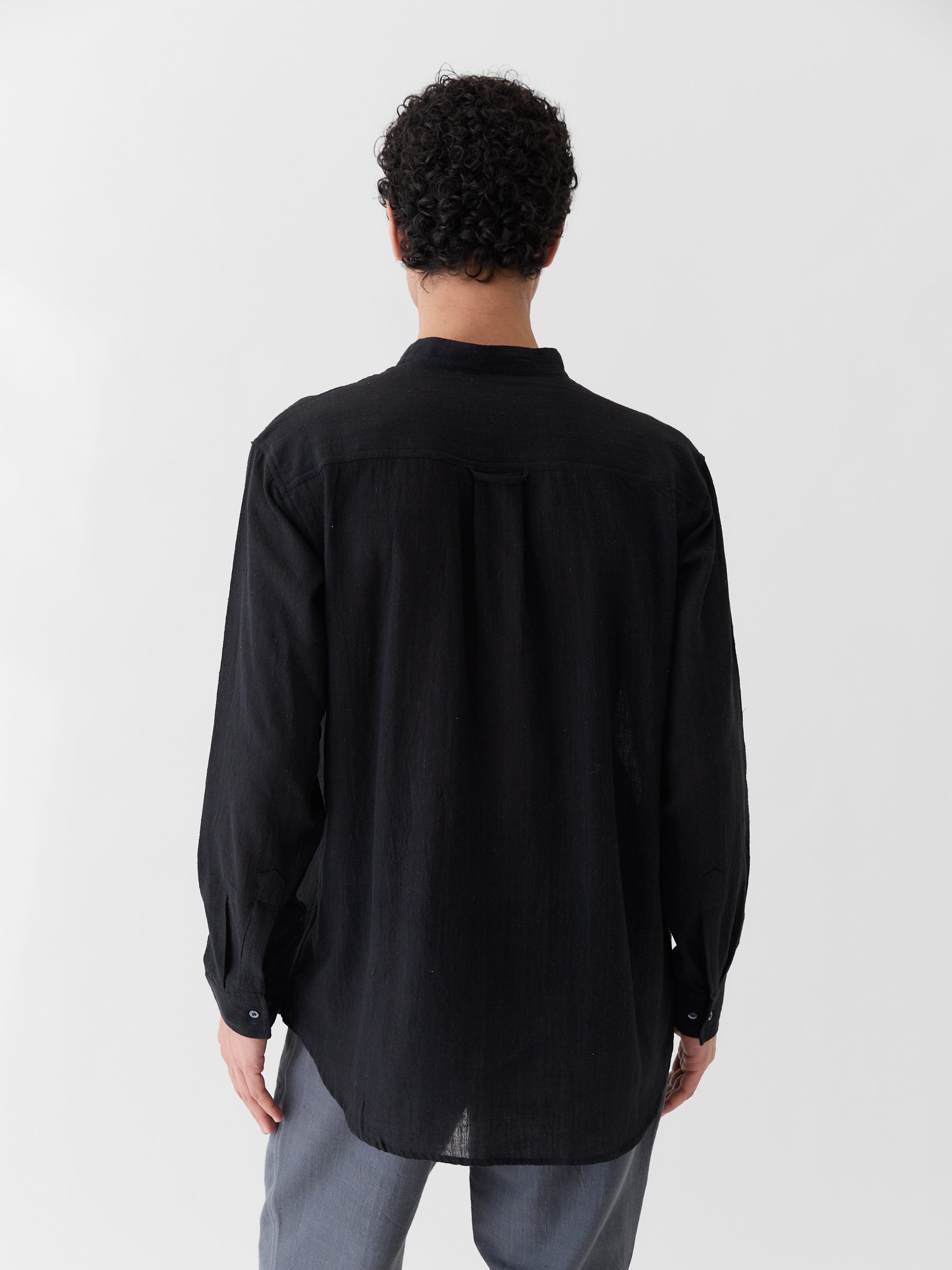 Men's Mandarin Collar Shirt- Black