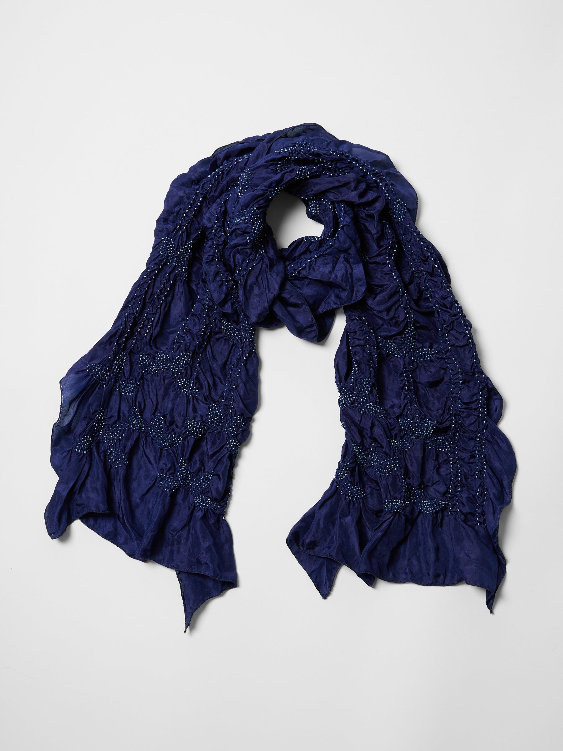 Tie-Dye Silk Scarf- Ink Blue