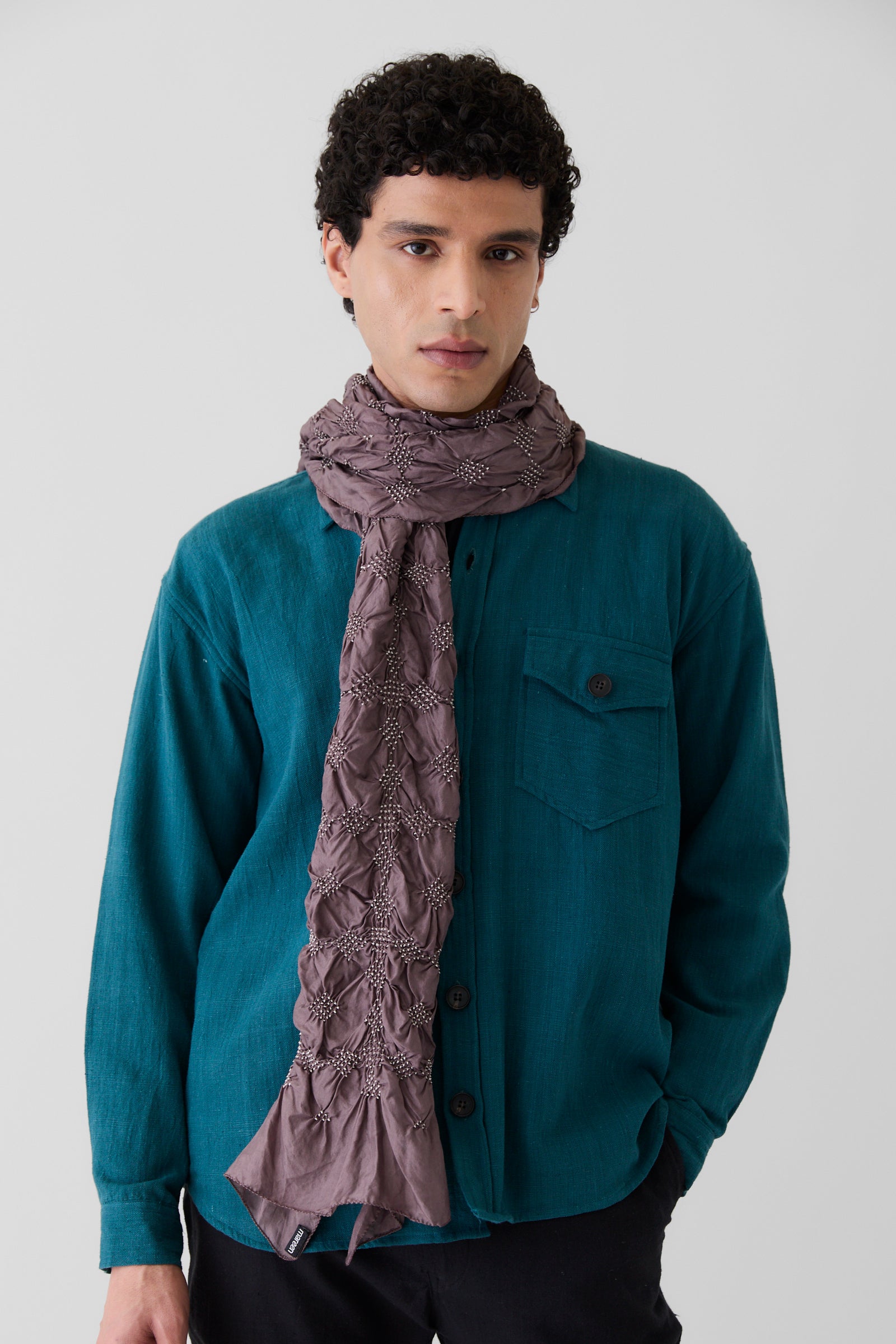 Tie-Dye Silk Scarf- Cocoa Brown